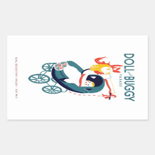 Puppe und Buggy Rechteckiger Aufkleber