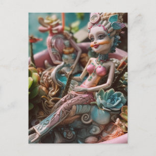 Puppe und Pflanze Postkarte