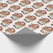 Puppe und Teddybär auf dem Stuhl Geschenkpapier (Ecke)