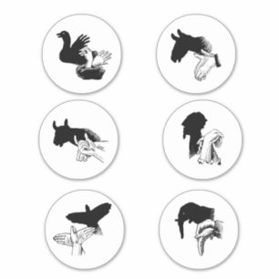 Puppen aus der Schattenhand Vintag Art Illustratio Aufkleber