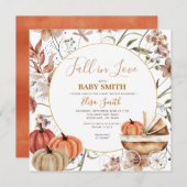 Puppen Baby Carriage Fall in Liebe Babydusche Einladung (Vorne/Hinten)