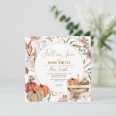 Puppen Baby Carriage Fall in Liebe Babydusche Einladung (Stehend Vorderseite)