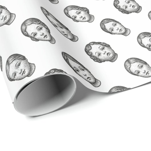 Puppen Gesichter Geschenkpapier (Rolleneckpunkt)