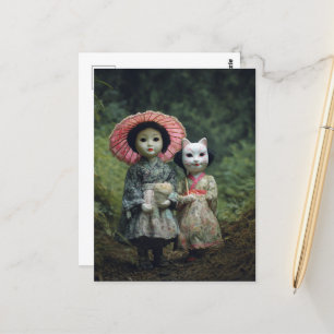 Puppen im Wald Postkarte