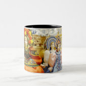 Puppen in den traditionellen russischen Kostümen Zweifarbige Tasse (Mittel)