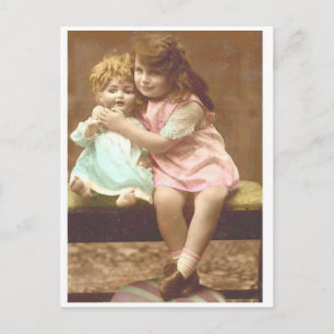 Puppen-Mädchen Vintage-Postkarte Postkarte