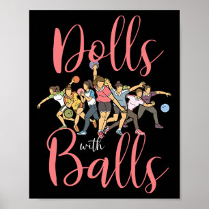 Puppen mit Bowling Team League Girls Women Poster