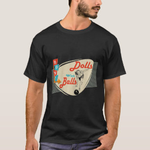 Puppen mit Vintagem Retro-Matching-Bowling-Team T-Shirt