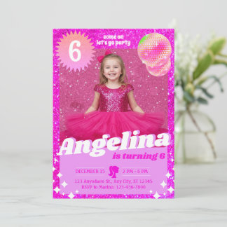 Puppen-Pink-Glitzer-Einladung Geburtstagsfeier Feiertagskarte