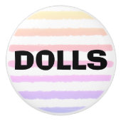 Puppen Rosa Gelbe Lila Wasserfarben Streifen Keramikknauf (Vorderseite)