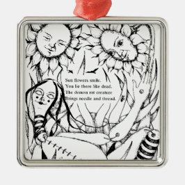 Puppen und Sonnenblumen Poesie Ornament Aus Metall