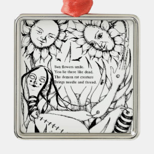Puppen und Sonnenblumen Poesie Ornament Aus Metall