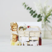 Puppen und Vintage Wechseltabelle Postkarte (Stehend Vorderseite)