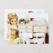 Puppen und Vintage Wechseltabelle Postkarte (Vorne/Hinten)