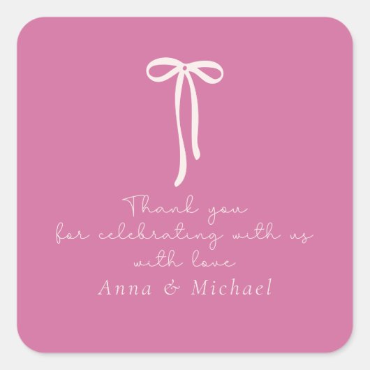 Puppenhaus rosa Danke Quadratischer Aufkleber (Vorderseite)