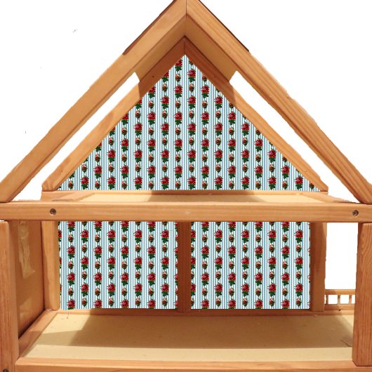 Puppenhaus-Tapete mit kleinen Streifen und Rose Aufkleber