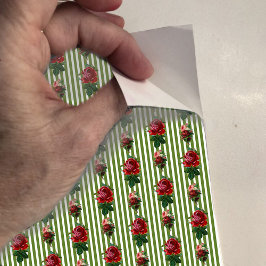 Puppenhaus-Tapete mit kleinen Streifen und Rose Aufkleber