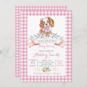 Puppenhund Babydusche Einladung Rosa Mädchen (Vorne/Hinten)