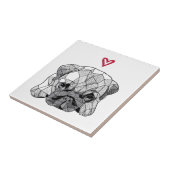 Puppenhund, geometrischer Mops, Keramik Fliese (Seite)