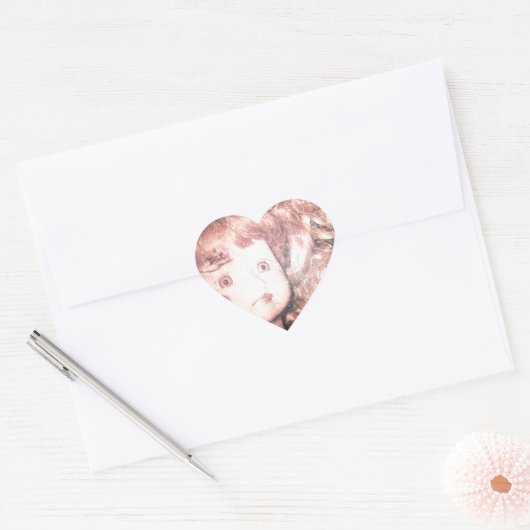 Puppenkopf Herz-Aufkleber (Umschlag)