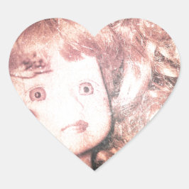 Puppenkopf Herz-Aufkleber