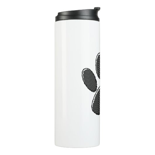 Puppenpfeil mit schwarzem und weißem Streifen Thermosbecher (Nach links gedreht)