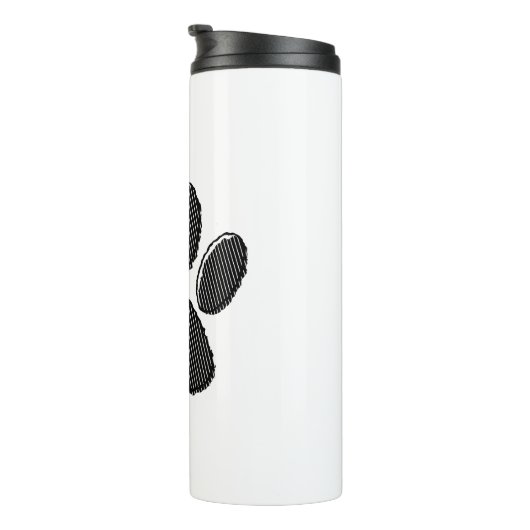 Puppenpfeil mit schwarzem und weißem Streifen Thermosbecher (Nach rechts gedreht)