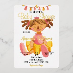 Puppenprinzessin im Ballett-Tutu, Goldfolien-Einla Folieneinladung