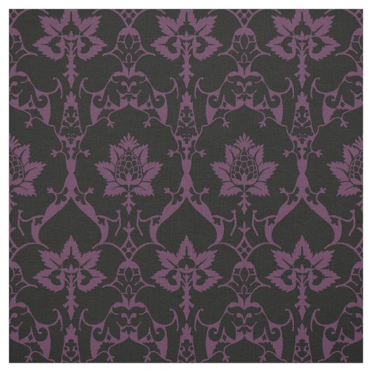 Puppenskala Renaissance Damask, Black and Eggplant Stoff (Muster)