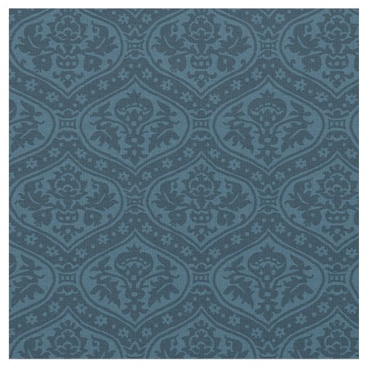 Puppenskala Renaissance Damaskus, Preußisch Blau Stoff (Nahaufnahme)