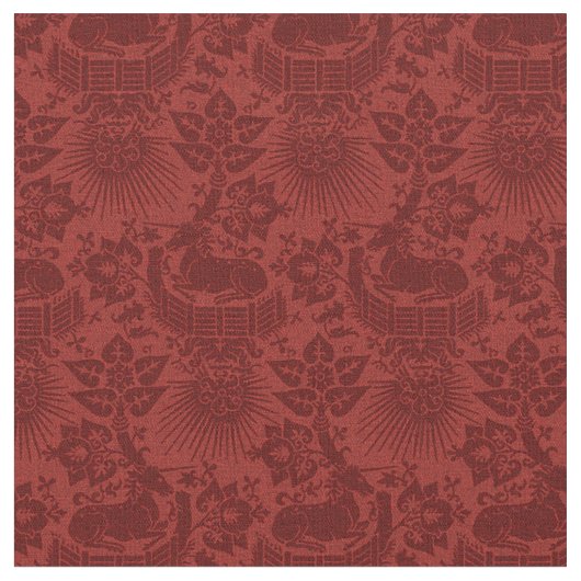 Puppenskala Renaissance Einhorngarten, Rot Stoff (Nahaufnahme)