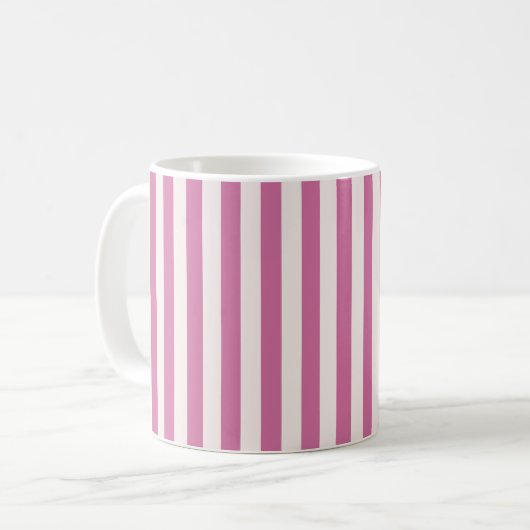 Puppenstrahl | rosa Streifen Kaffeetasse (Vorderseite Links)