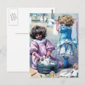 Puppenwäsche machen postkarte (Vorne/Hinten)