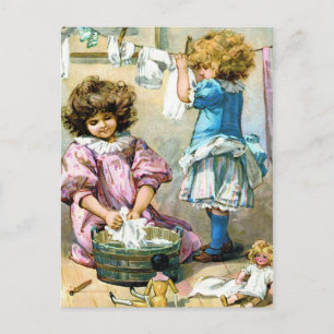 Puppenwaschtag Postkarte