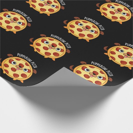 Pupperoni Pizza Funny Pizza Pun Dark BG Geschenkpapier (Ecke)