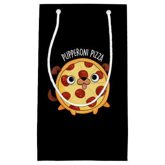 Pupperoni Pizza Funny Pizza Pun Dark BG Kleine Geschenktüte (Vorderseite)