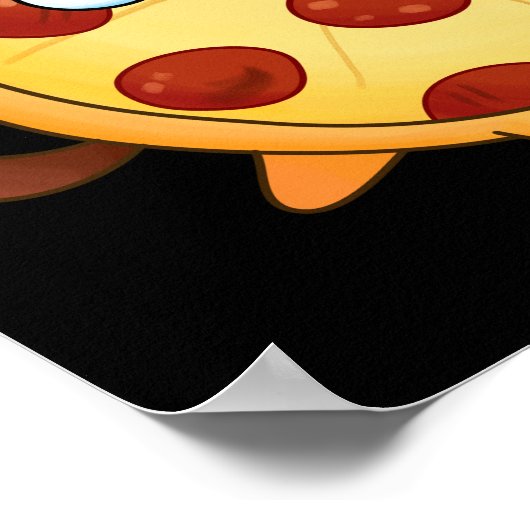Pupperoni Pizza Funny Pizza Pun Dark BG Poster (Ecke)