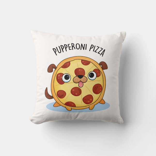 Pupperoni Pizza Funny Pizza Pun Kissen (Vorderseite)
