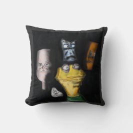 Puppets in the dark ( Erica Crooks puppet art ) Kissen