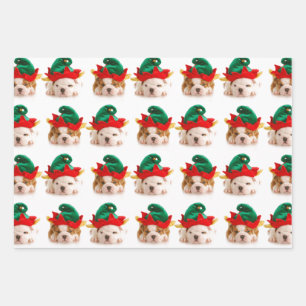 PUPPIEN ALS CHRISTMAS WRAPPING FLACHENBLATT SET VO GESCHENKPAPIER SET