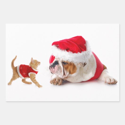 PUPPIEN ALS X-MAS GIFT WRAP-FLACHENBLATT-SET GESCHENKPAPIER SET (Vorderseite 2)