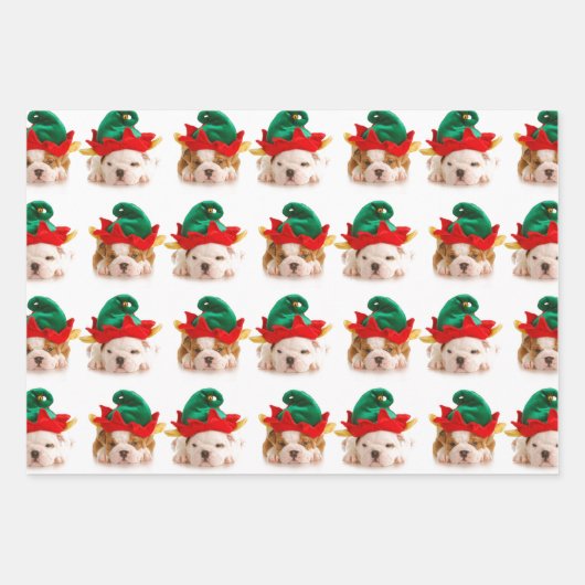 PUPPIEN ALS X-MAS GIFT WRAP-FLACHENBLATT-SET GESCHENKPAPIER SET (Vorderseite)