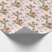 Puppies and Butterflies Pattern Baby Bib Geschenkpapier (Ecke)