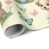 Puppies and Butterflies Pattern Baby Geschenkpapier (Rolleneckpunkt)