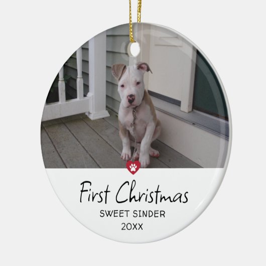 Puppies First Christmas Photo Keramik Ornament (Links)