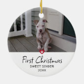 Puppies First Christmas Photo Keramik Ornament (Hinten)
