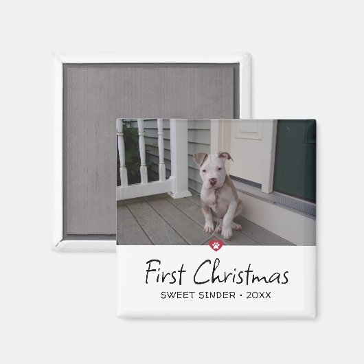 Puppies First Christmas Photo Magnet (Vorderseite/Rückseite)