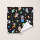 Puppies In Space Watercolor Dog Astronauts Badhandtuch Set (Waschlappen)
