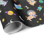 Puppies In Space Watercolor Dog Astronauts Geschenkpapier (Rolleneckpunkt)