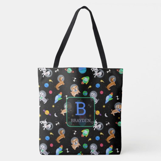 Puppies In Space Watercolor Dog Astronauts Tasche (Vorderseite)